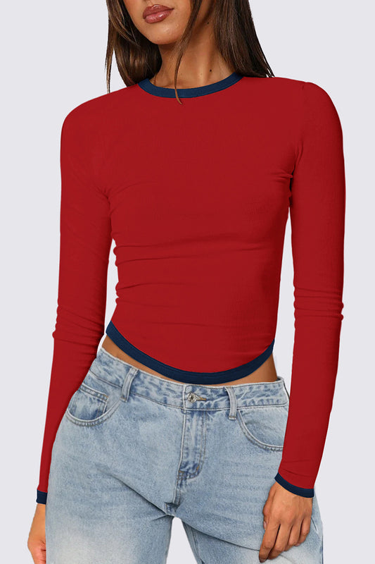 Color Block Cropped Top