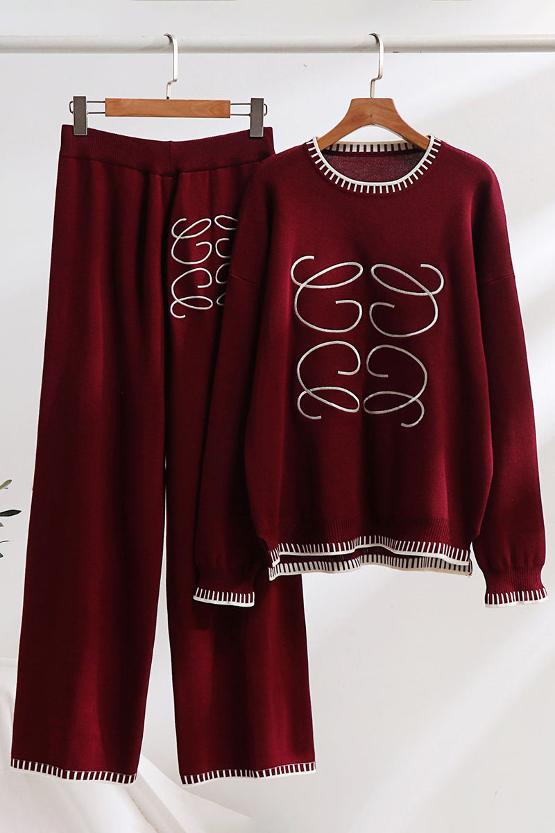 Knit Sweater with Wide-Leg Pants  Set