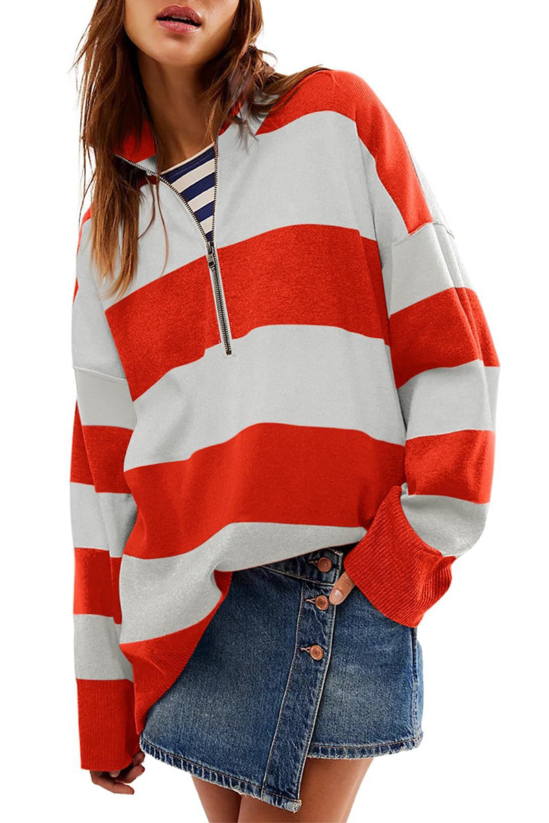 Striped Quarter-Zip Top