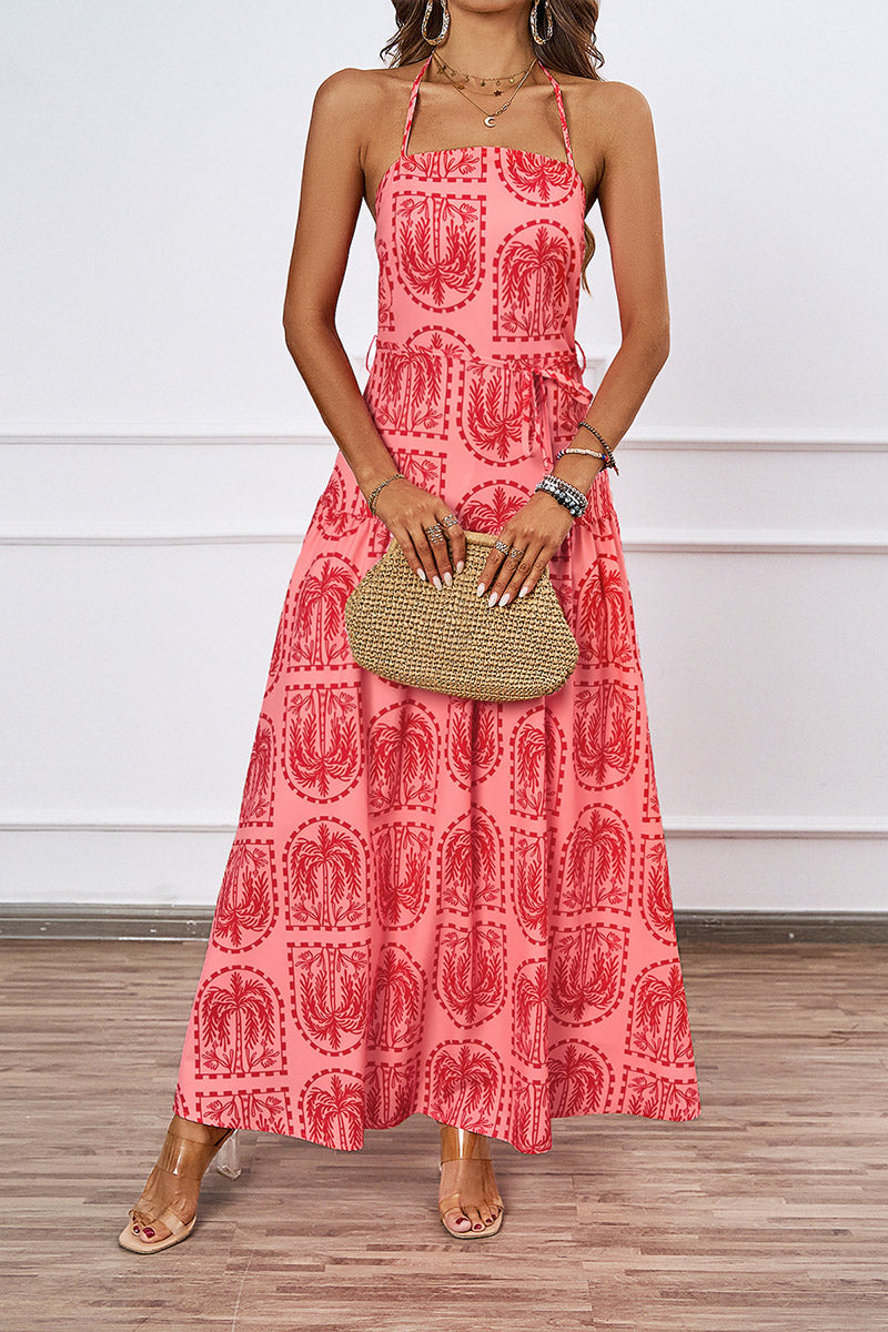 Halter Maxi Dress with Boho Print