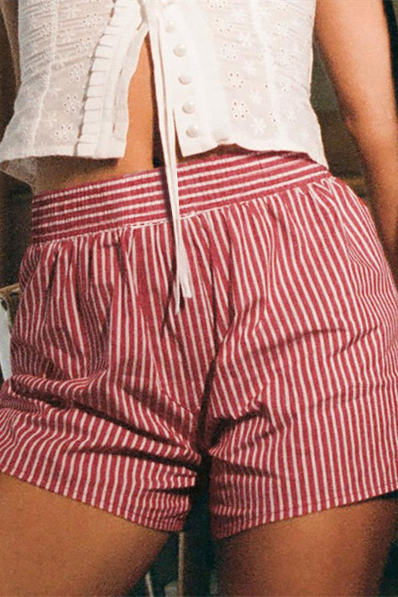 Striped Ruffle Lounge Shorts