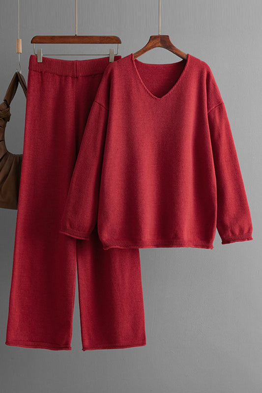 V-Neck Pullover and Pants Set