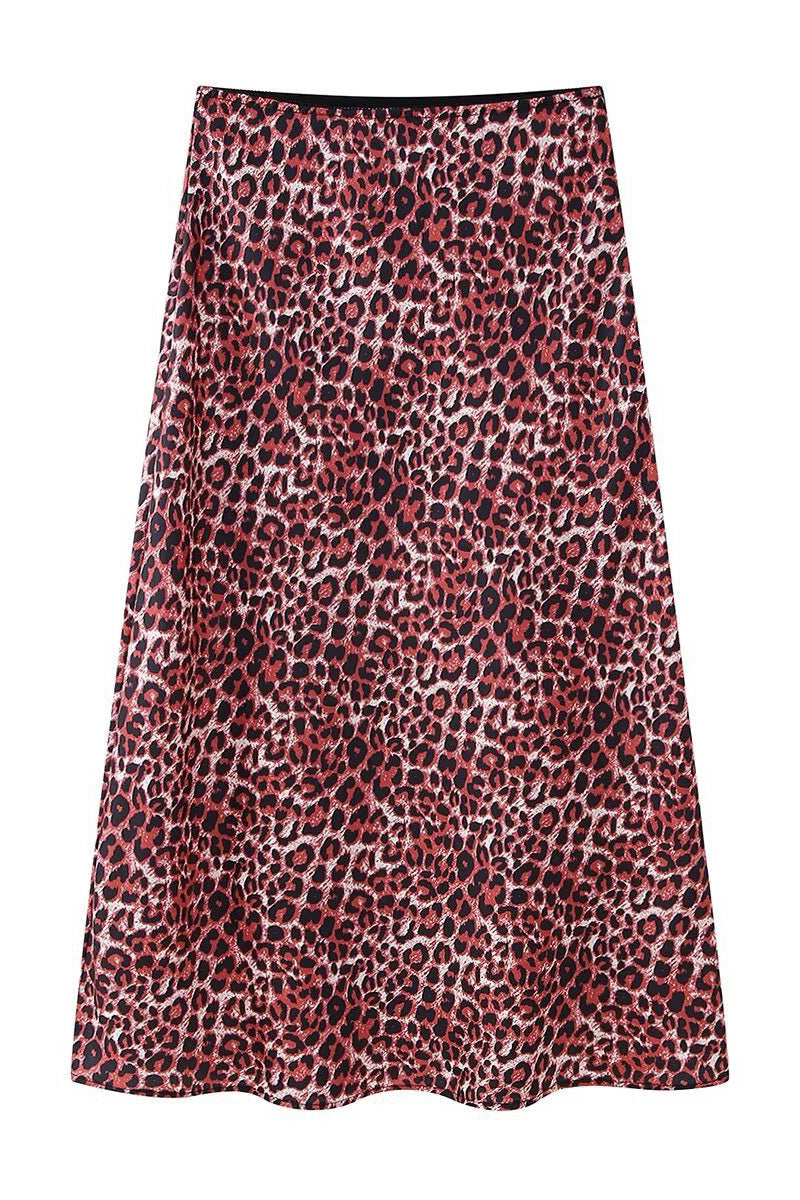 Leopard Print A-Line Midi Skirt