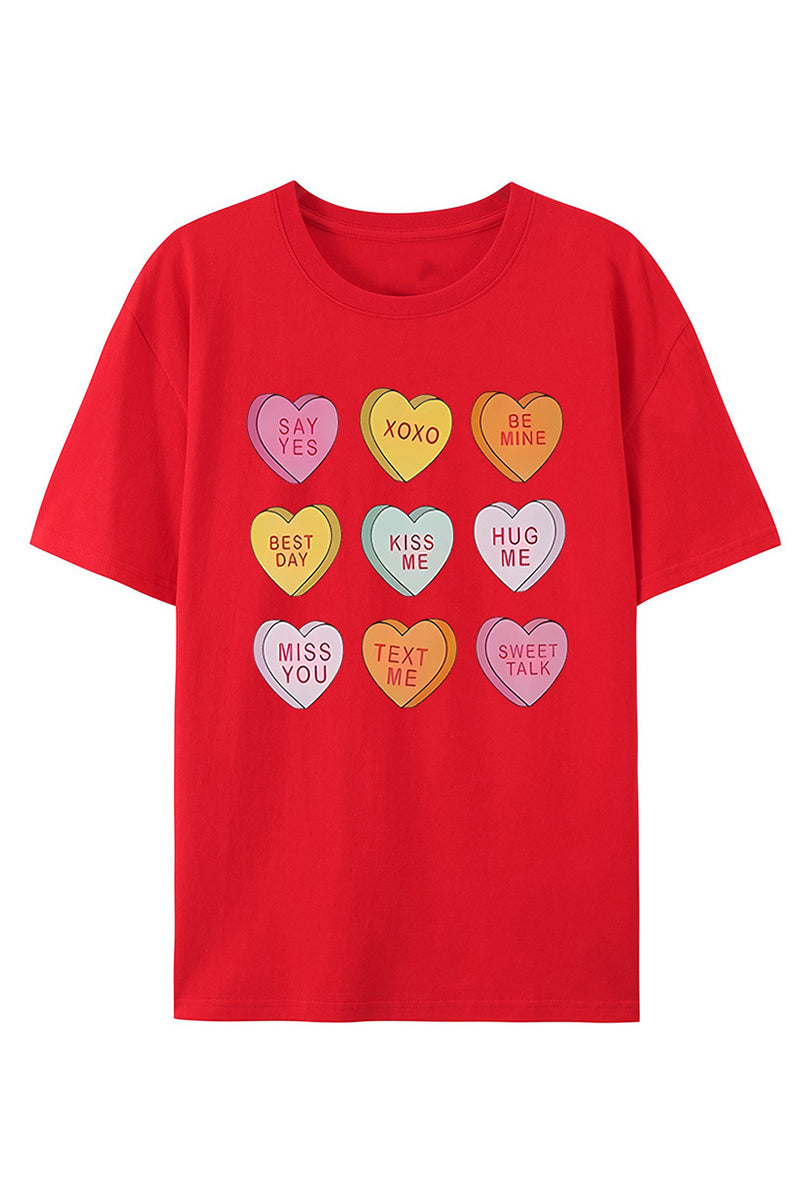 Graphic Heart Print Casual T-Shirt