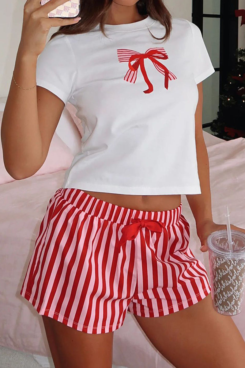 Printed T-shirt and Shorts Loungewear Set