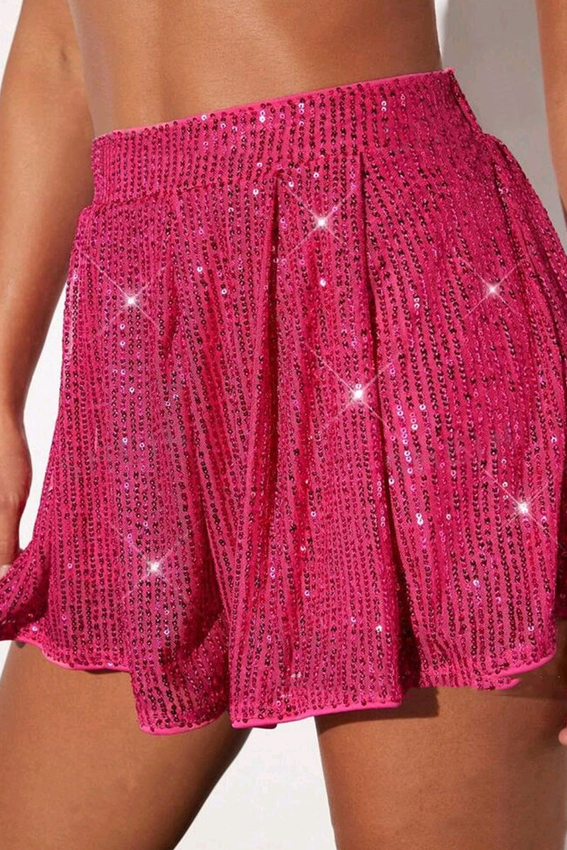 Sequined Pleated Shorts