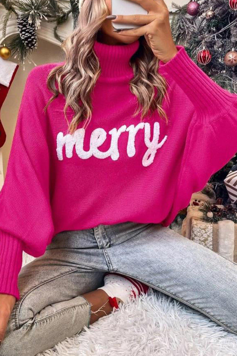 Turtleneck Sweater with Text Detail