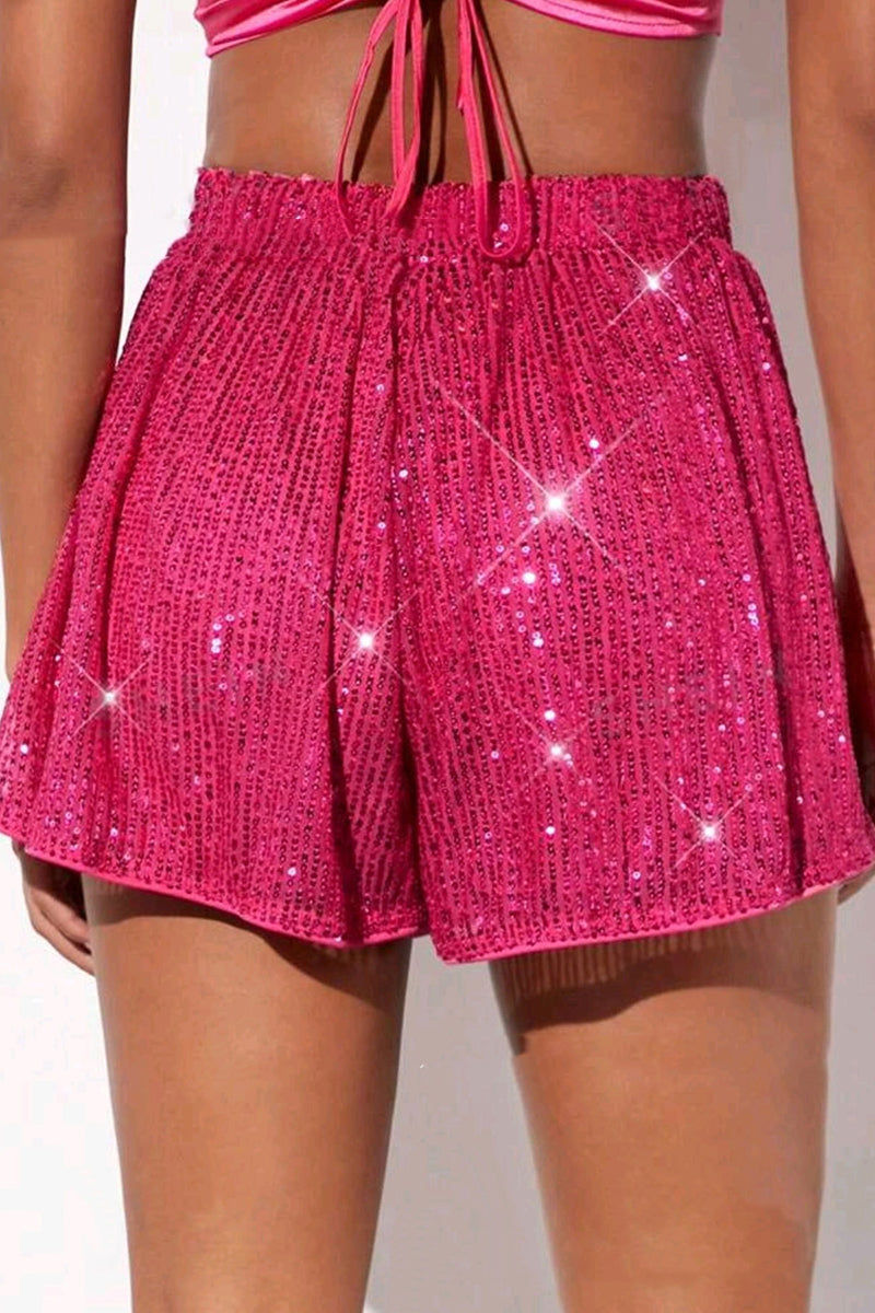 Sequined Pleated Shorts