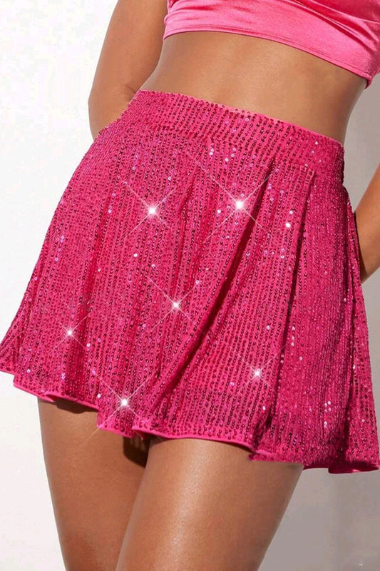 Sequined Pleated Shorts