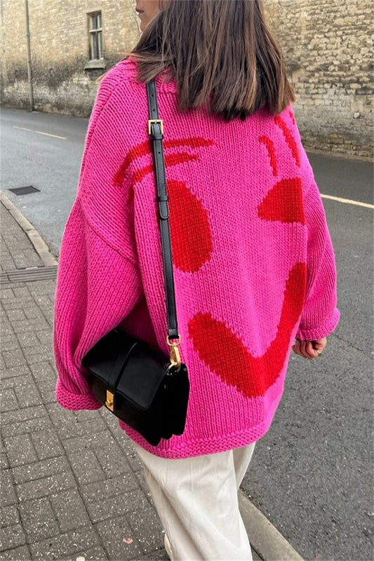 Face Motif Knit Sweater
