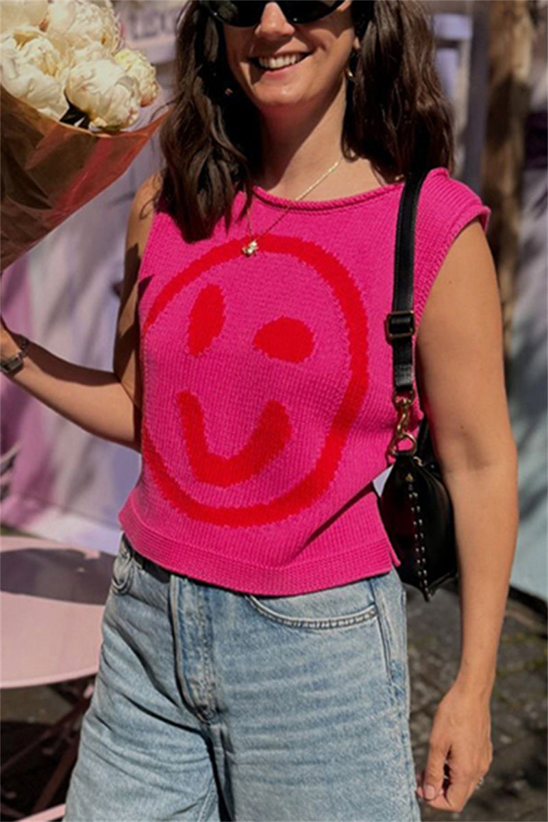 Smiley Knit Sleeveless Top