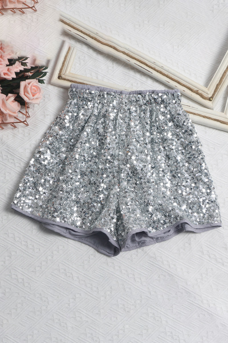 Sparkling Sequin High-Waist Shorts