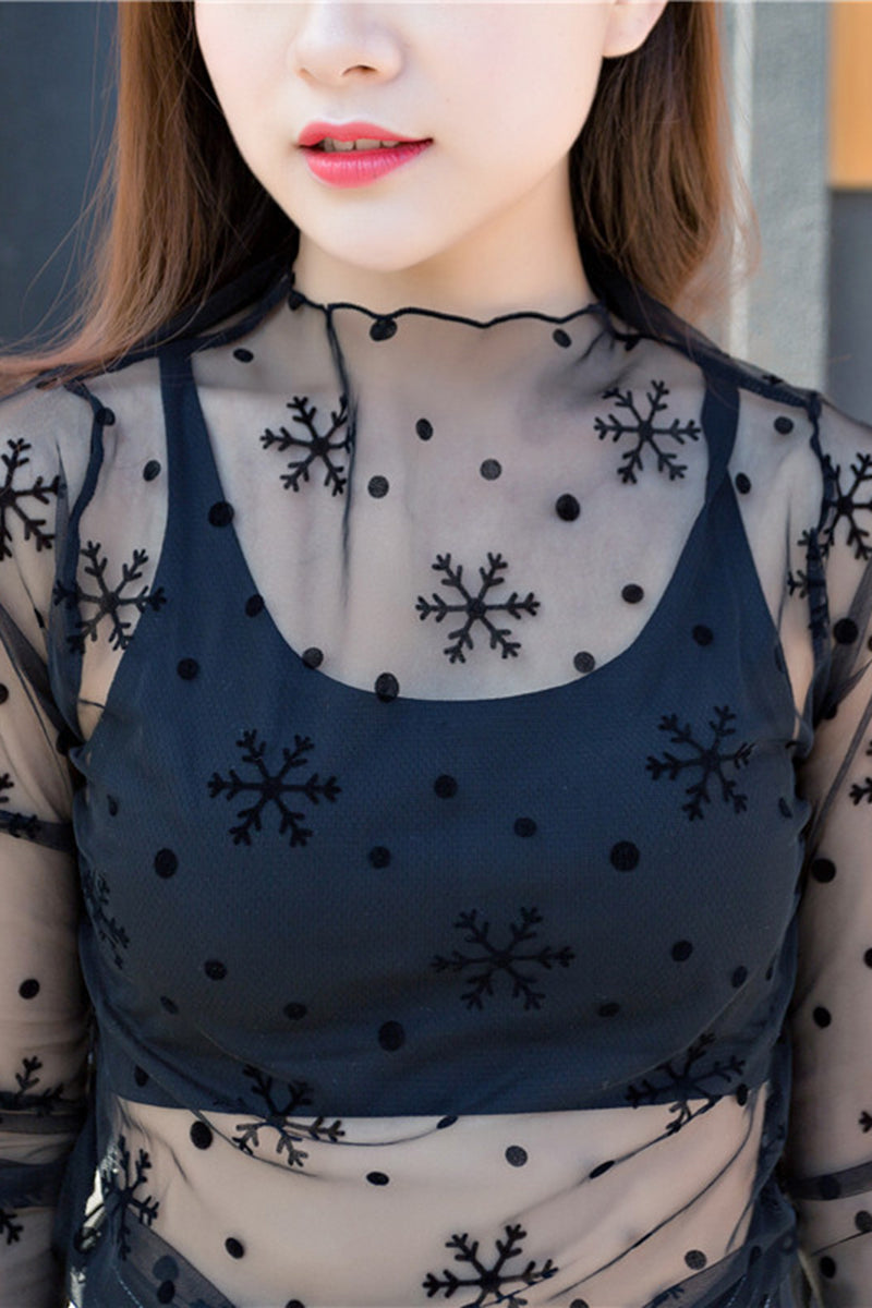 Snowflake Sheer Mesh Top