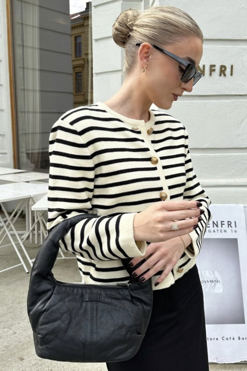 Striped Buttoned Knit Cardigan