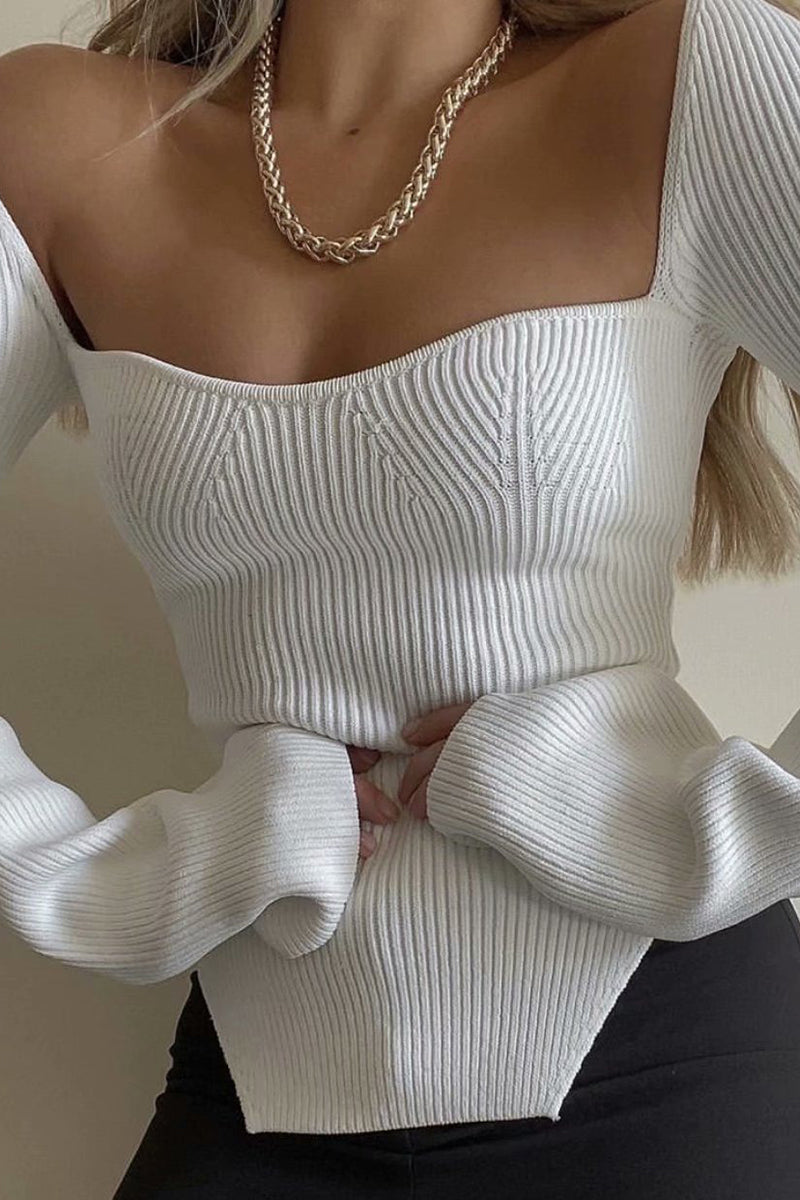 Ribbed Off-Shoulder Bustier Top