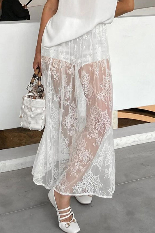 Sheer Lace A-Line Skirt