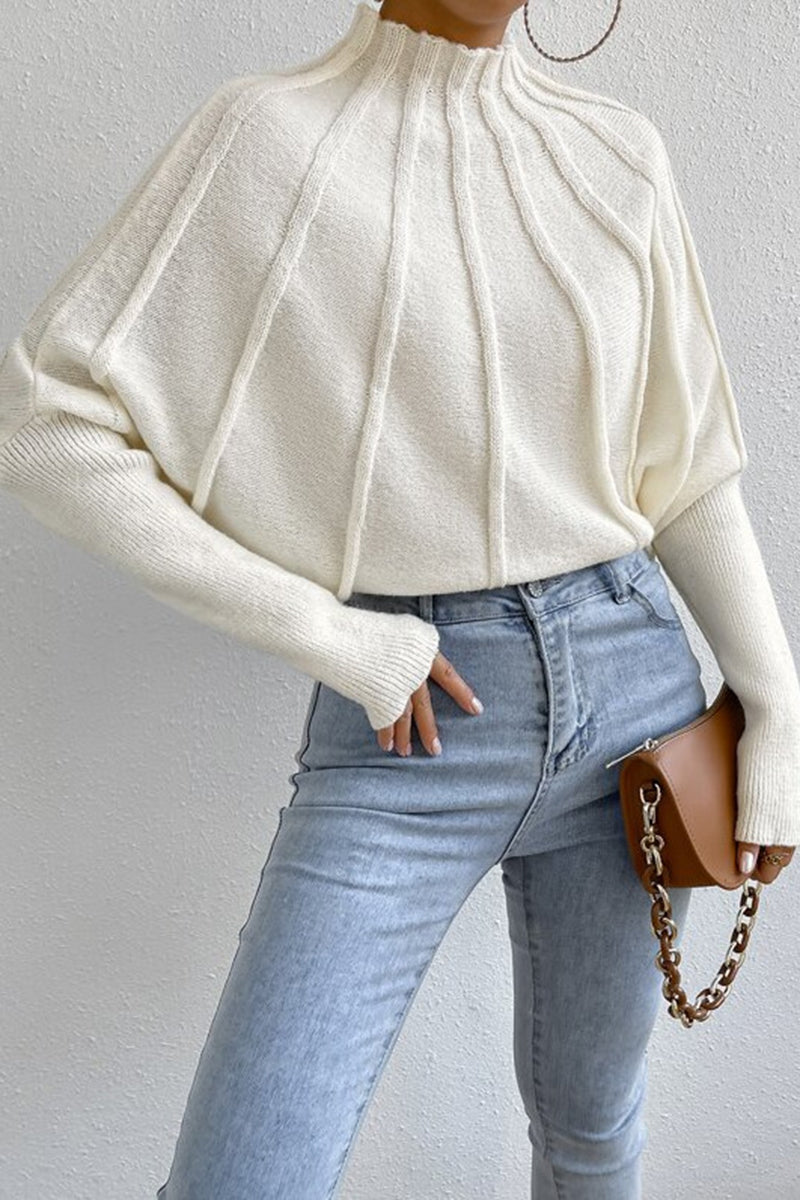 Ribbed Knit Mock Neck Sweater