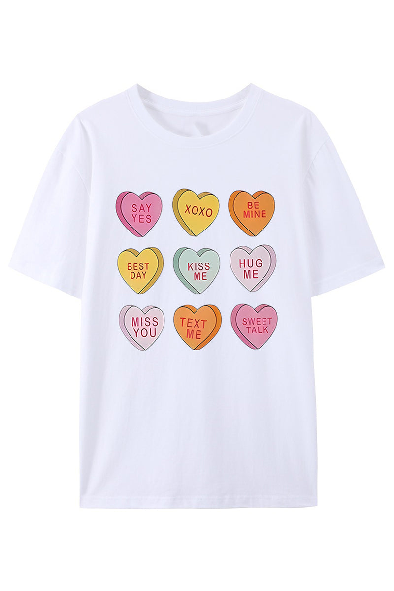 Graphic Heart Print Casual T-Shirt