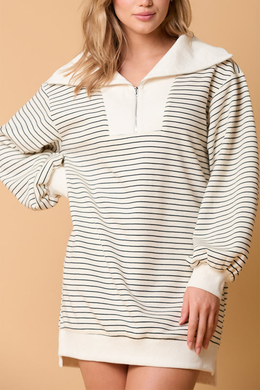 Hooded Striped Pullover Mini Dress