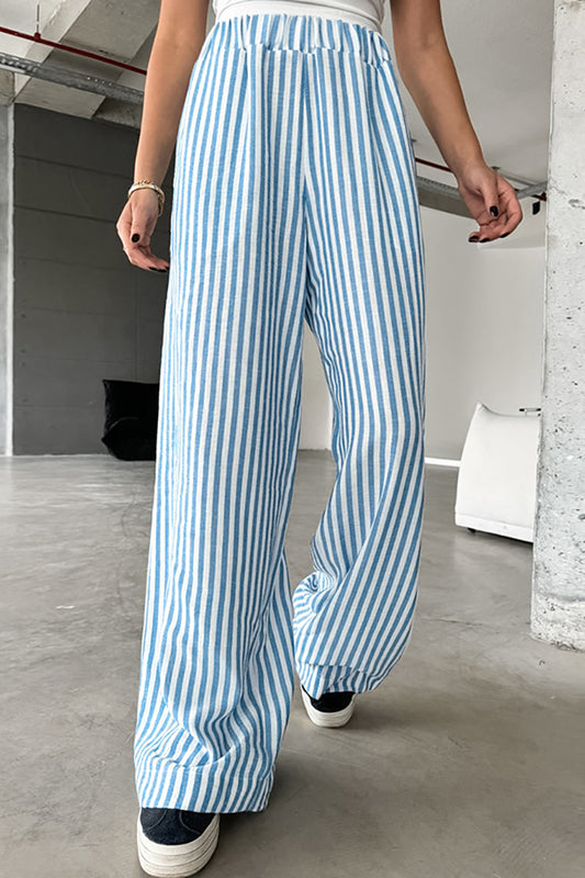 Striped Wide-Leg Casual Pants