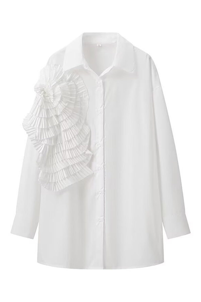 Pleated Accent Button Shirt