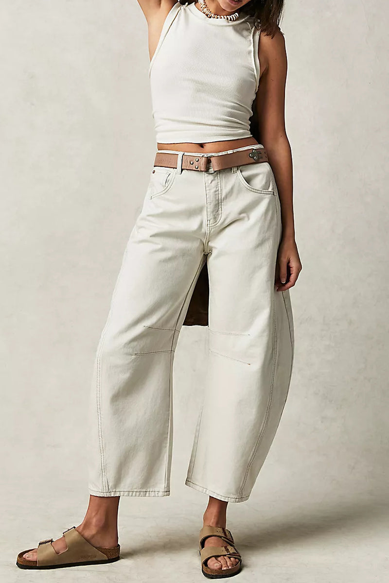 Wide-Leg Low-Rise Wash Effect Jeans