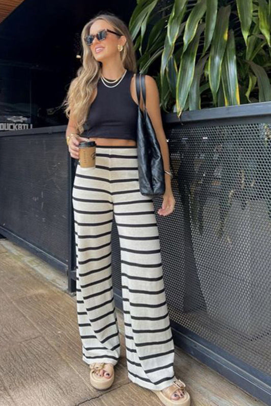 Striped Wide-Leg Lounge Pants