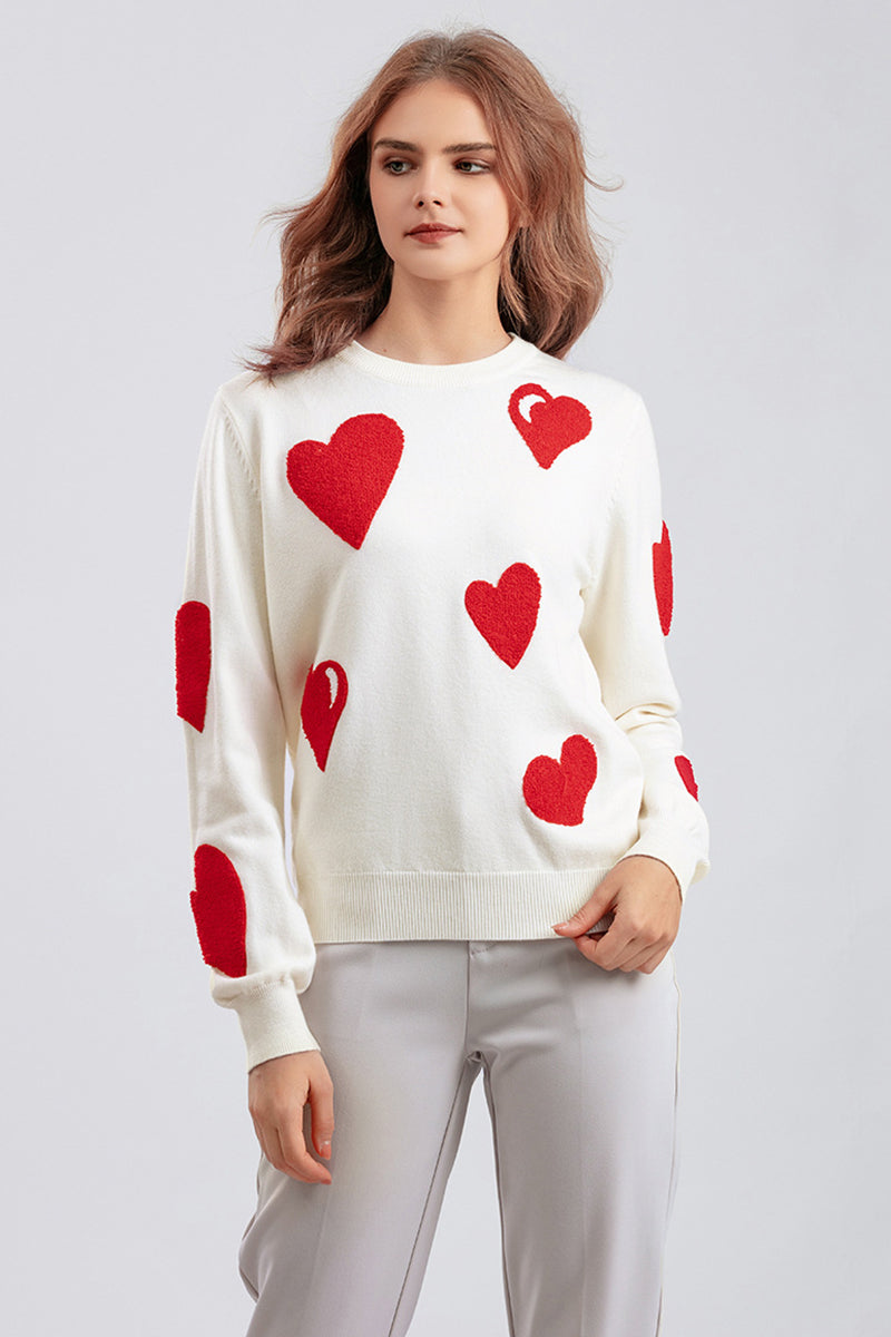 Heart Pattern Pullover Sweater