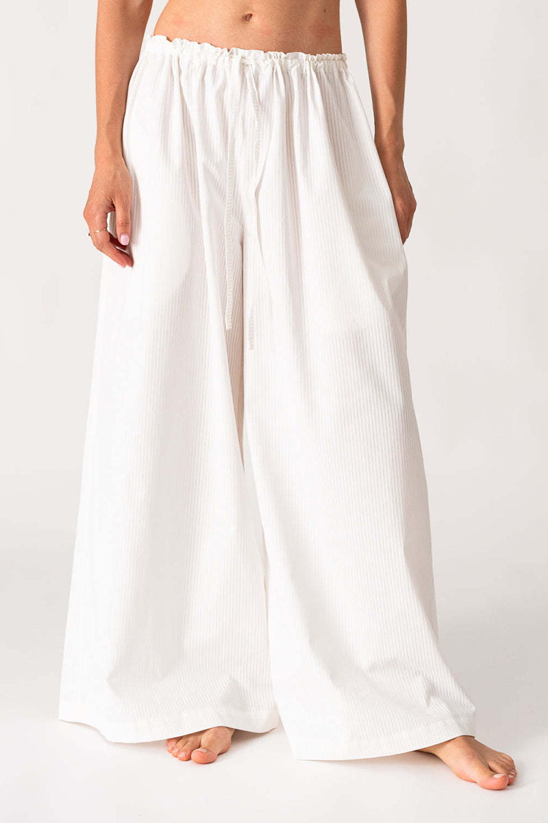 Wide-Leg Elastic Waist Casual Pants