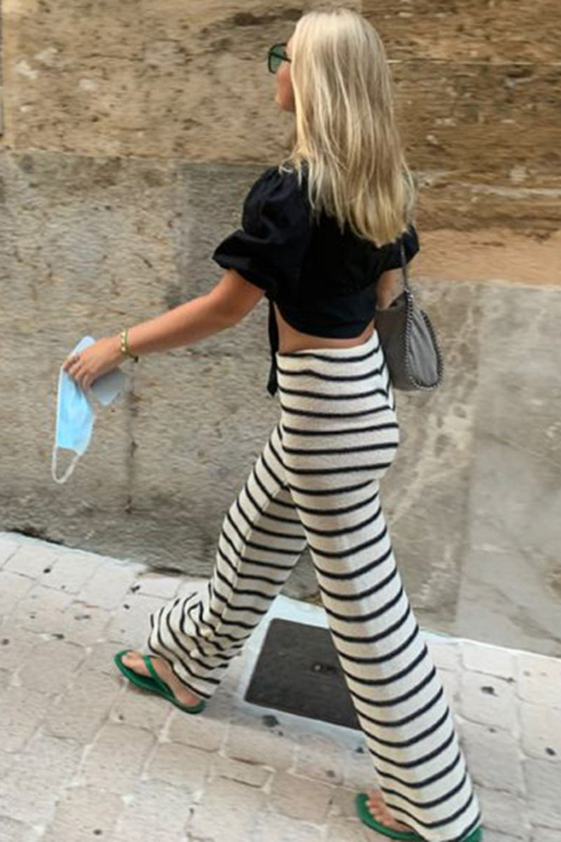 Striped Wide-Leg Lounge Pants