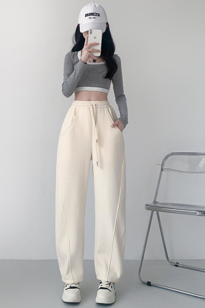 Relaxed Fit Wide-Leg Drawstring Pants