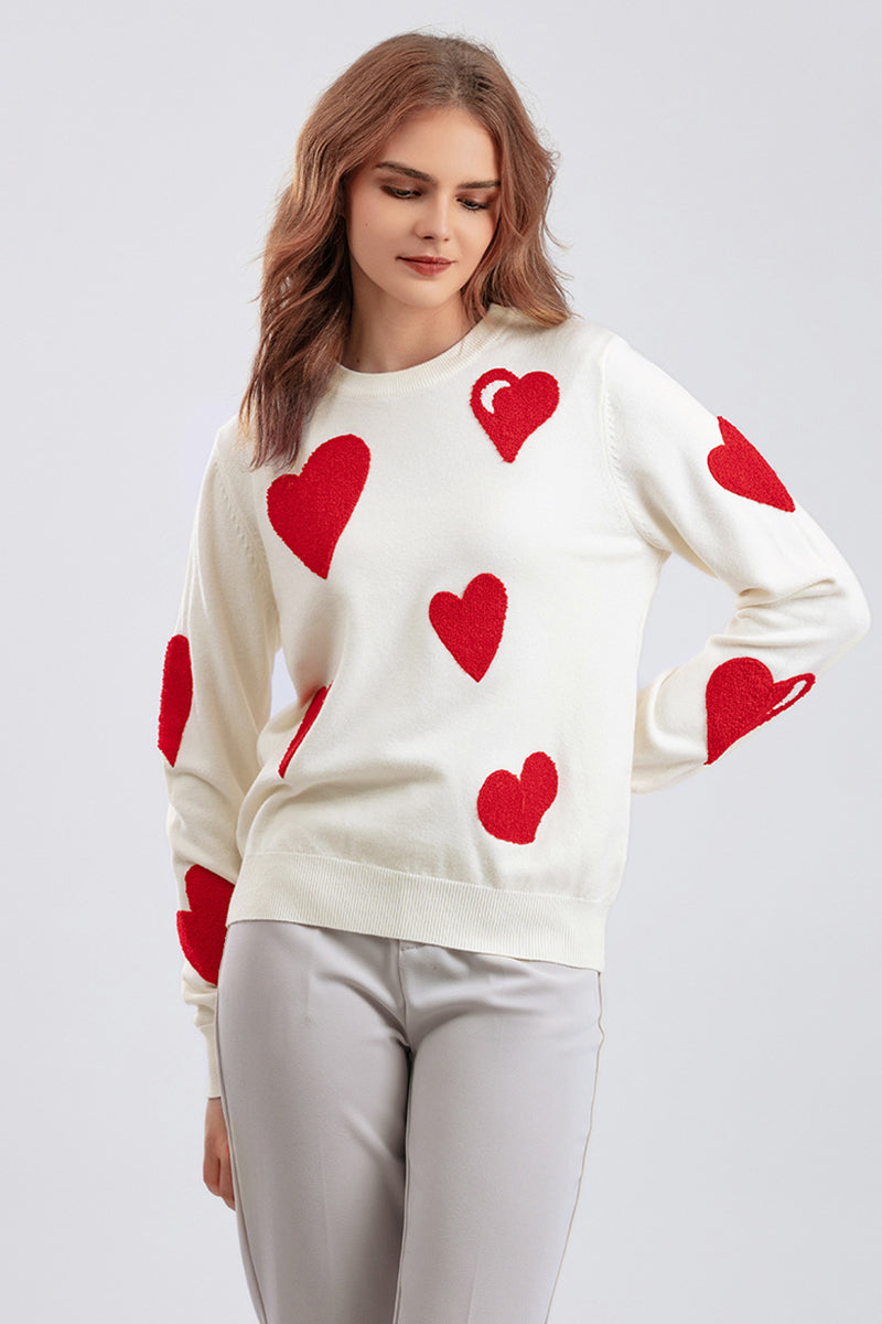 Heart Pattern Pullover Sweater