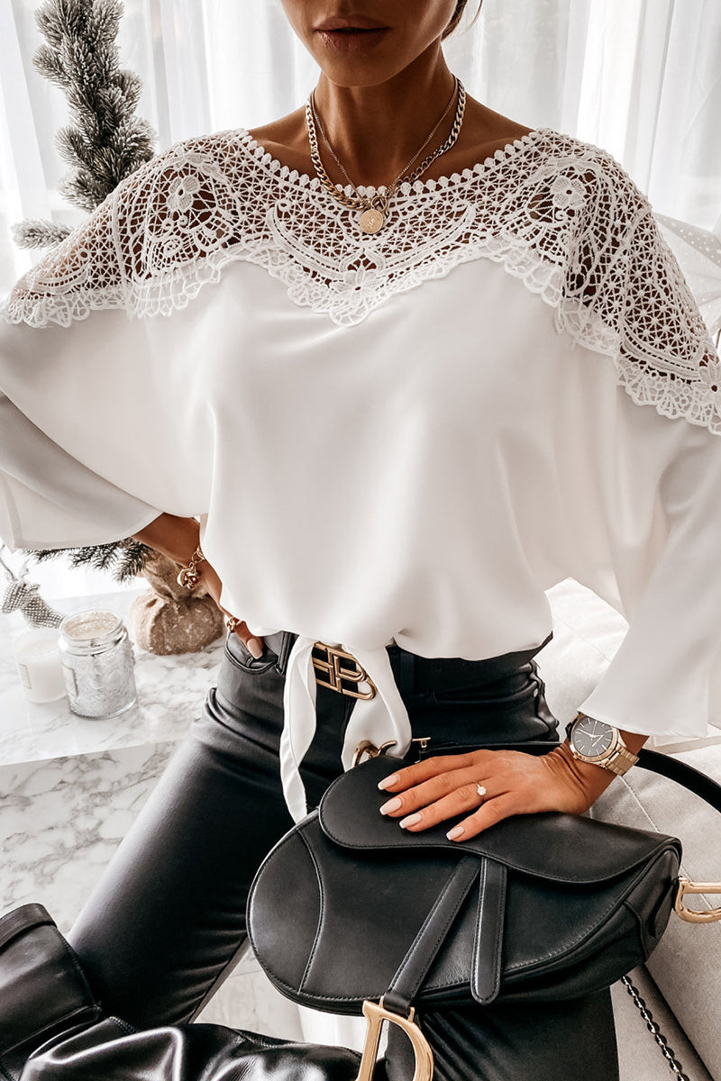 Batwing Sleeve Lace Trim Top