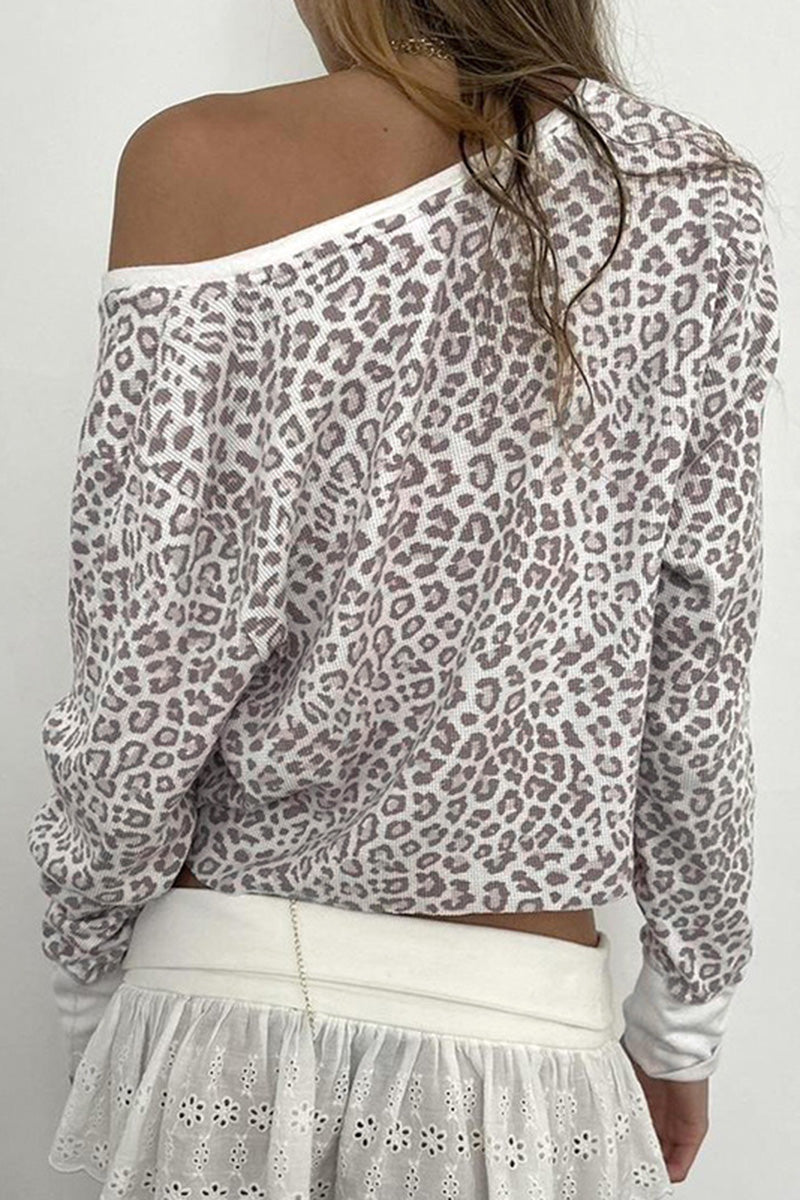 Off-Shoulder Leopard Print Crop Top