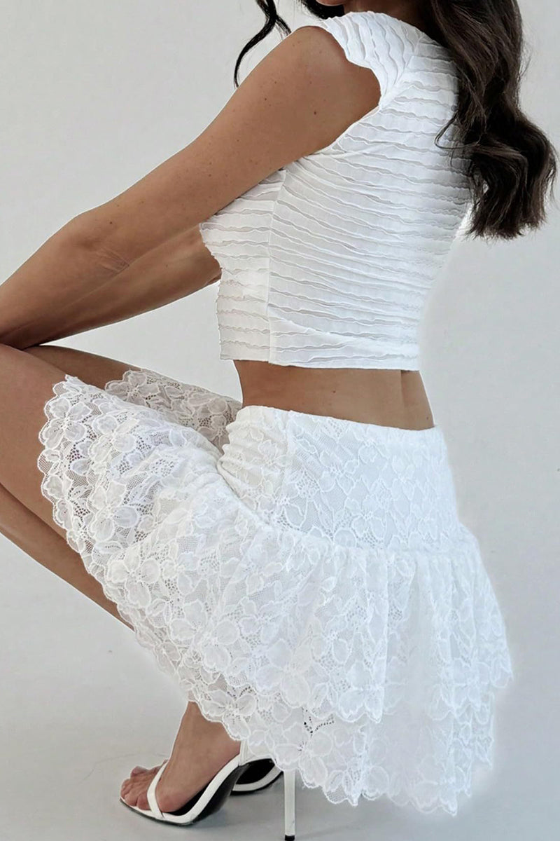 Tiered Lace Mini Skirt