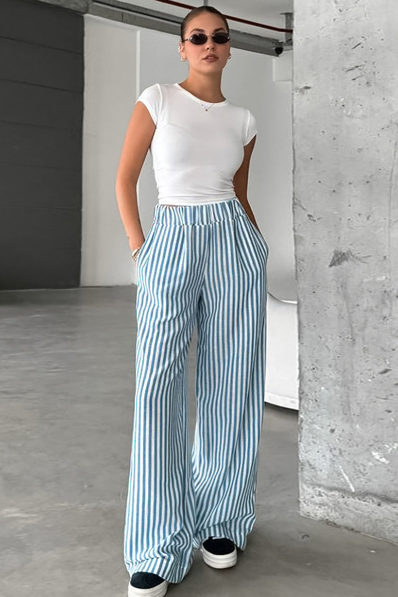 Striped Wide-Leg Casual Pants