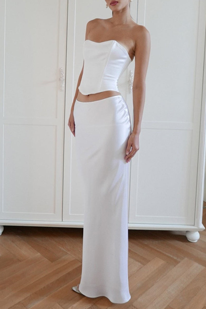 Satin Solid Maxi Skirt