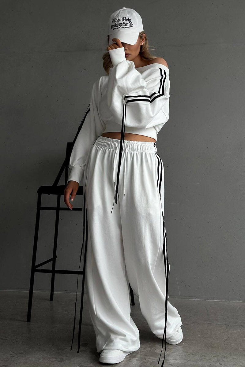 Oversized Drawstring Sleeve Top and Pants Set