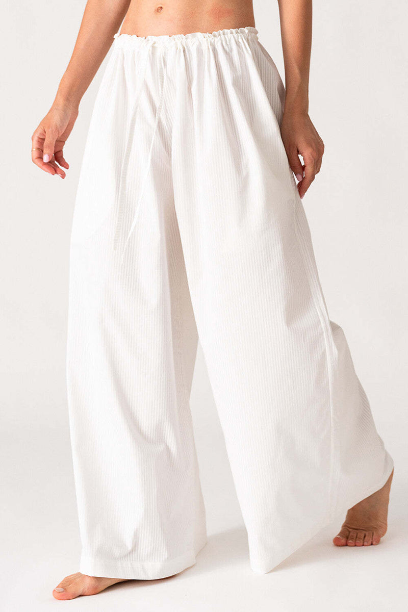 Wide-Leg Elastic Waist Casual Pants