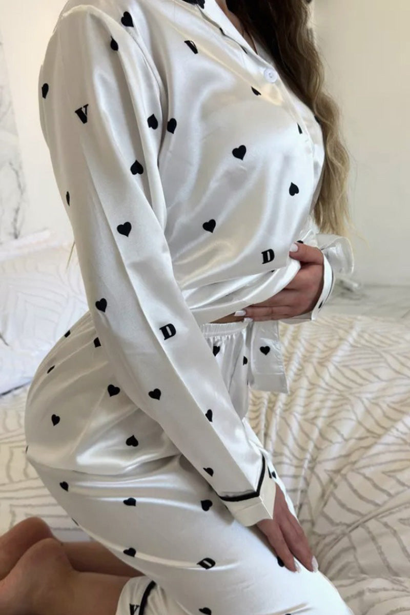 Printed Pajama Set with Button Front