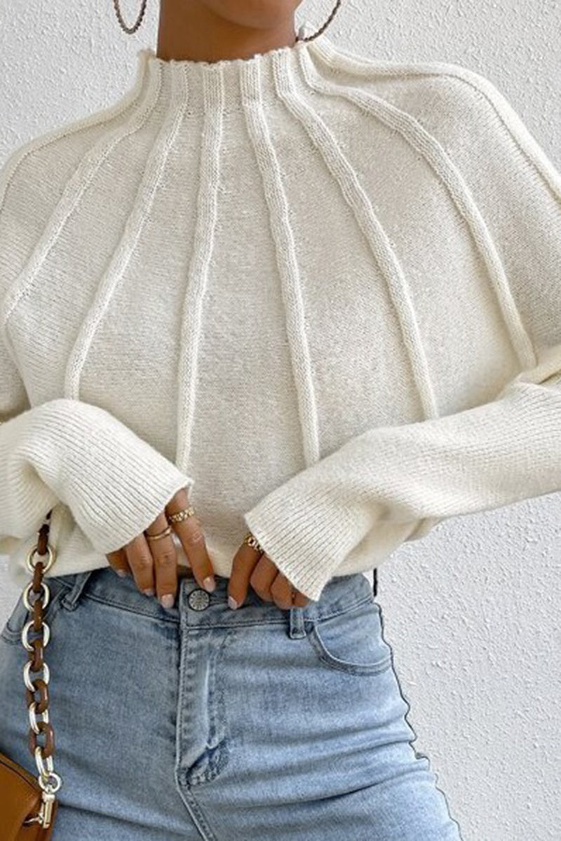 Ribbed Knit Mock Neck Sweater