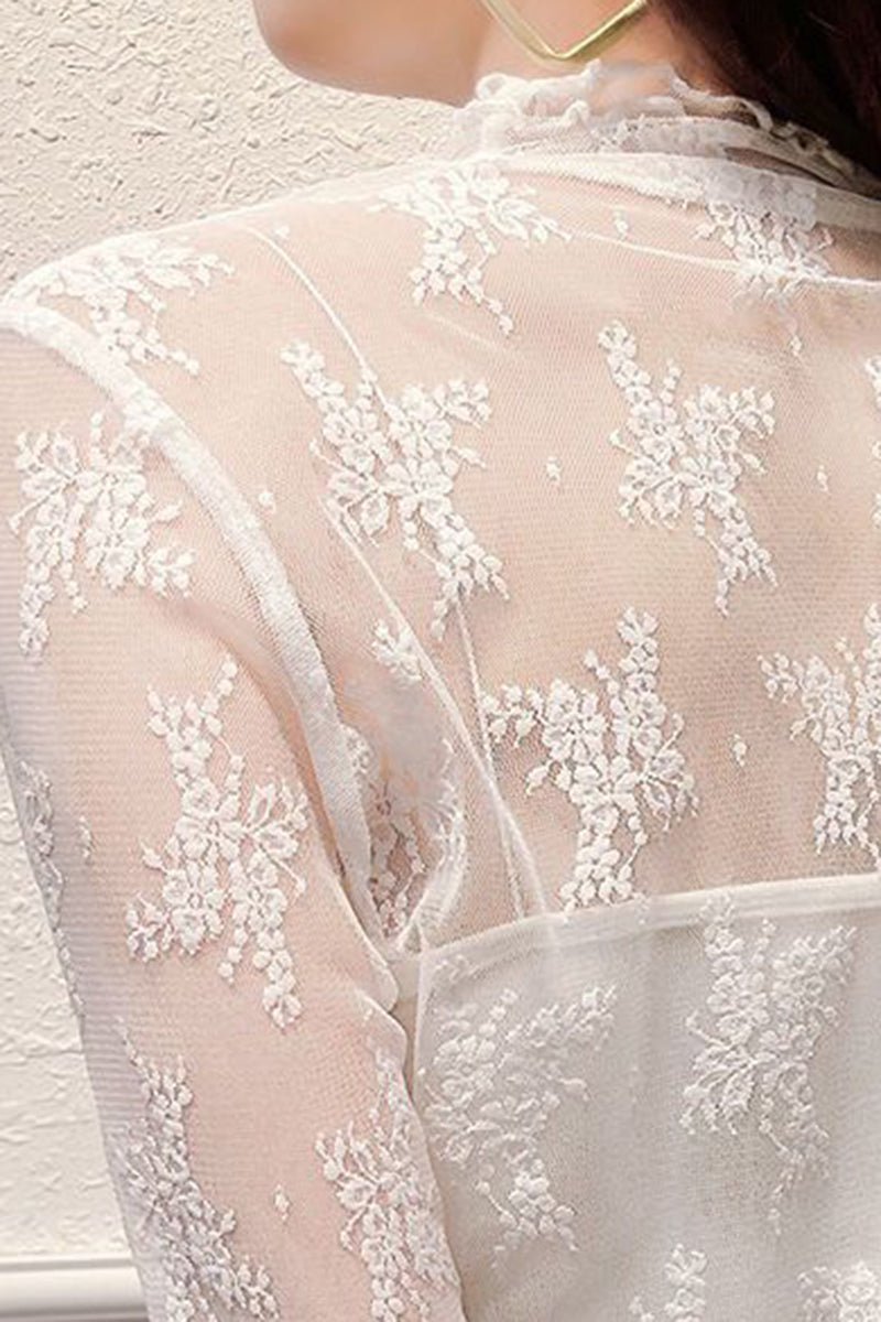 Floral Lace Mesh Long Sleeve Top