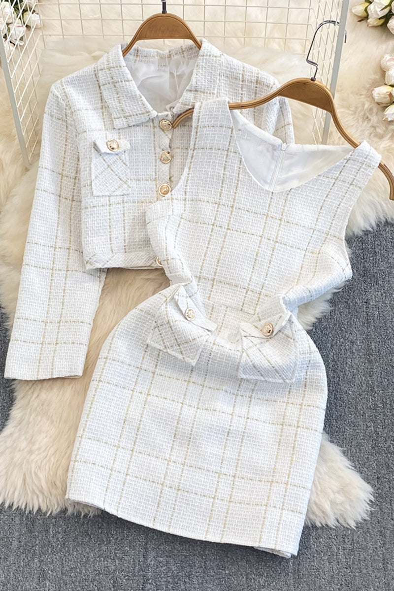 Plaid Jacket and Skirt Set