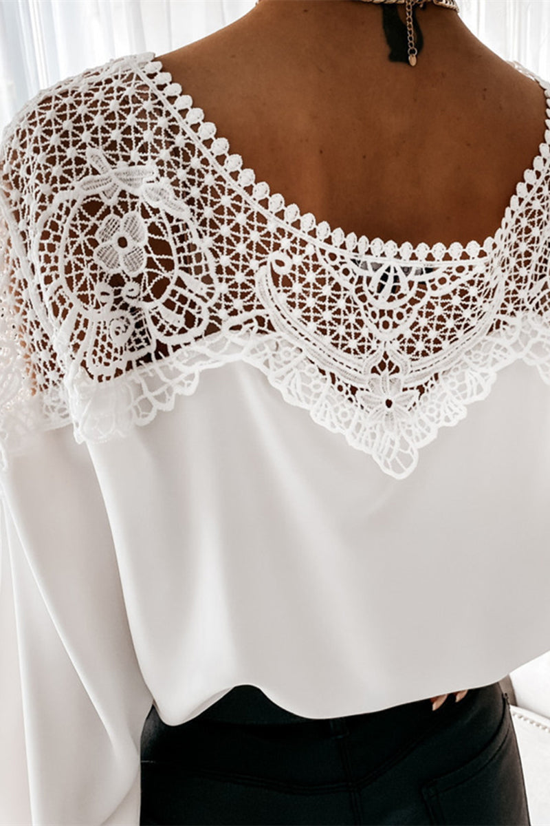 Batwing Sleeve Lace Trim Top