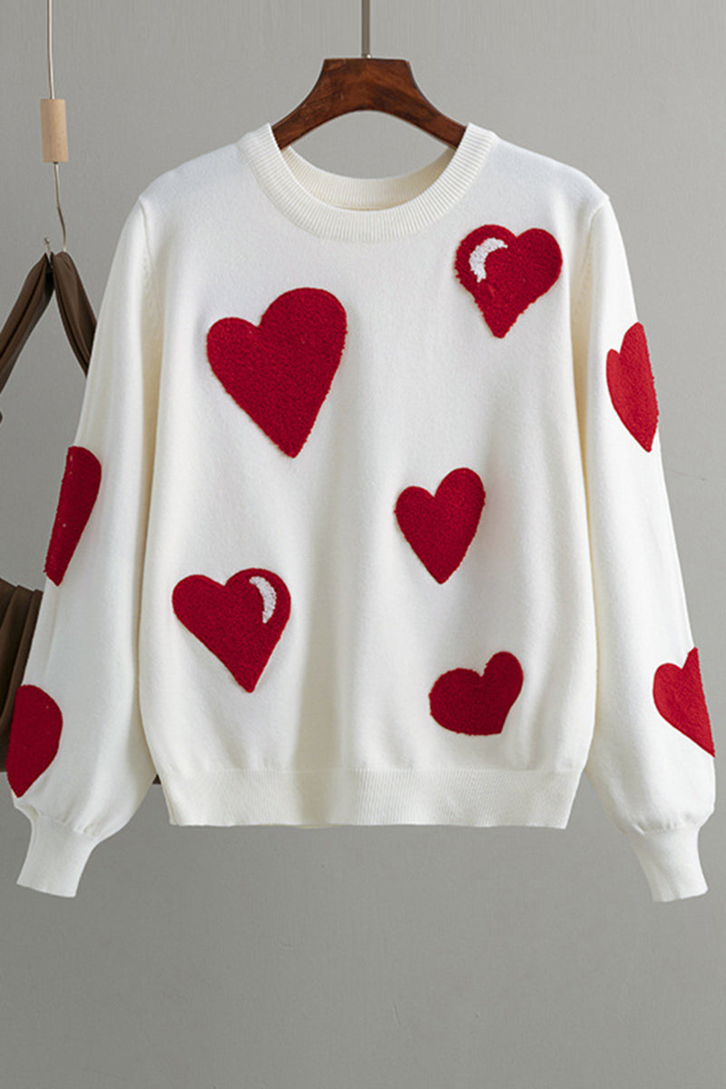 Heart Pattern Pullover Sweater