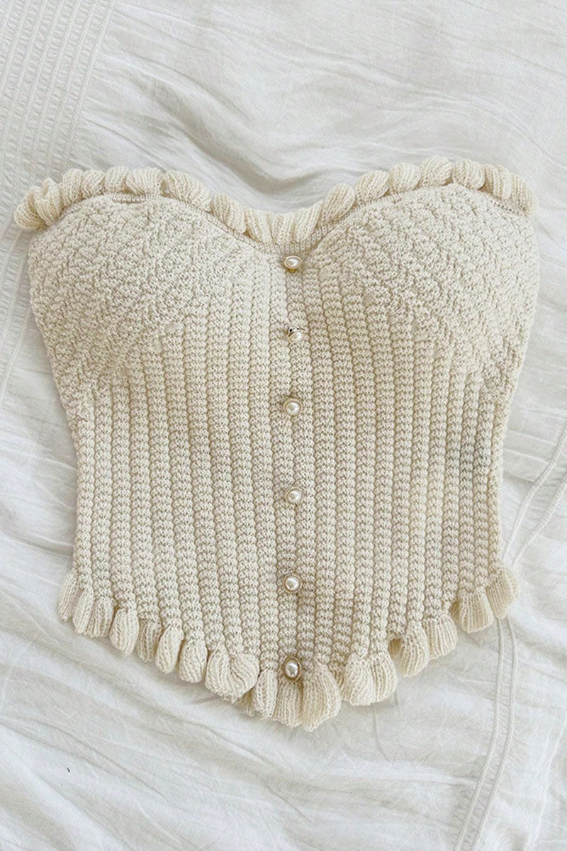 Cropped Knit Button-Up Top