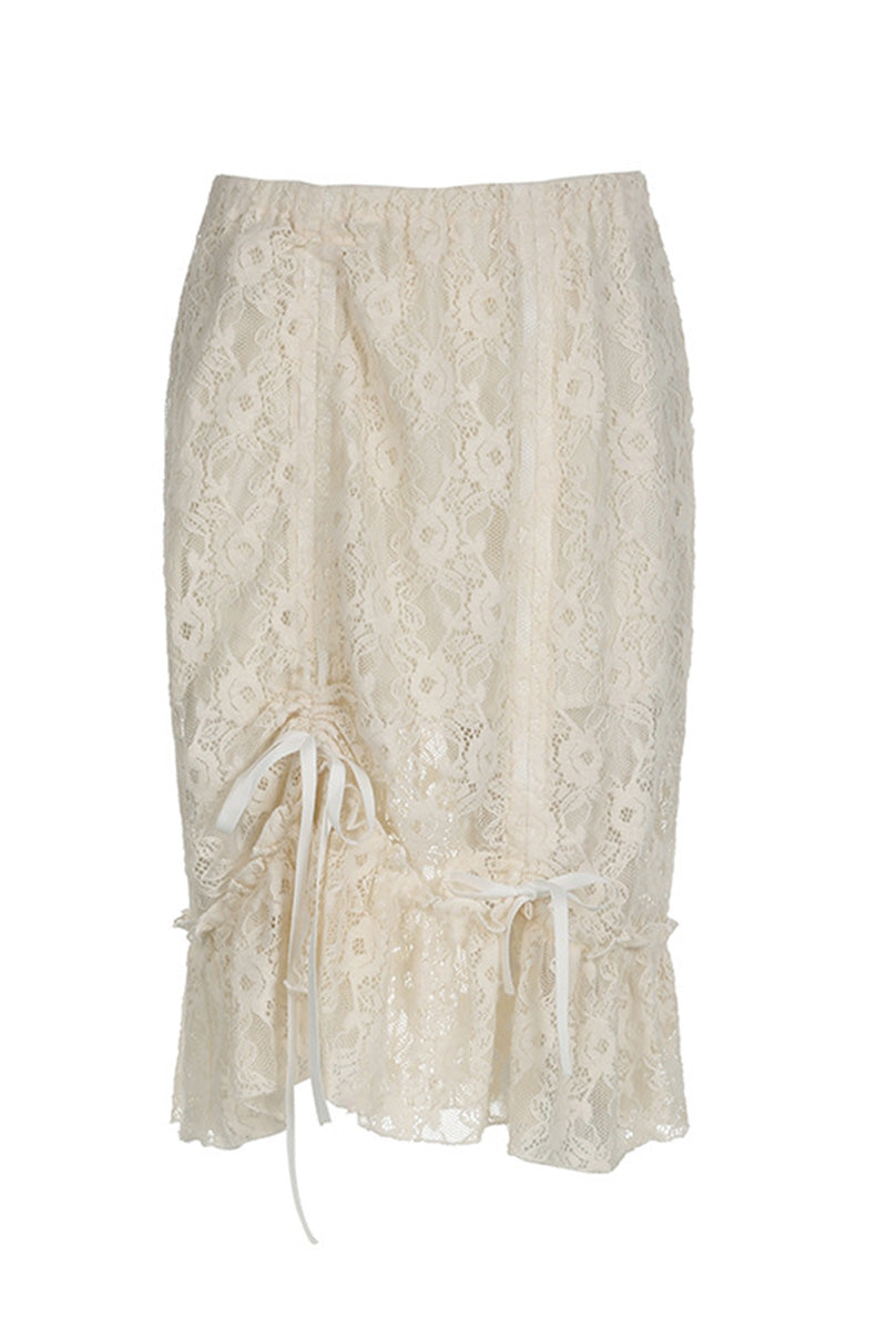 Lace Tiered Midi Skirt