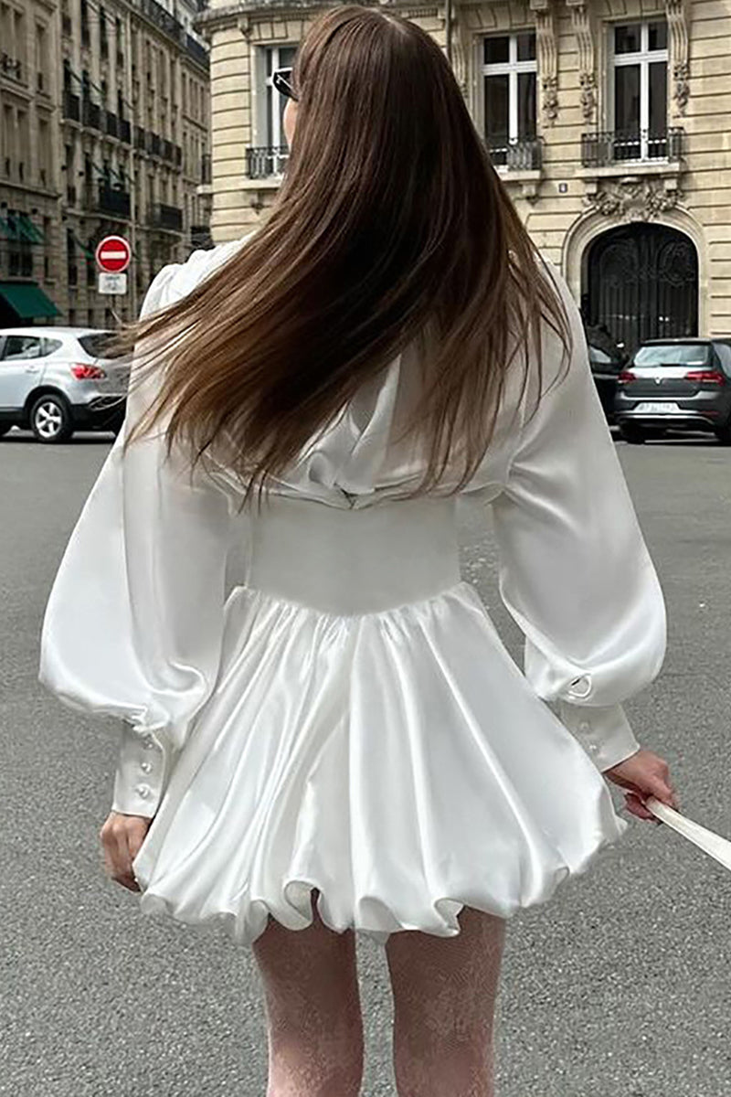 Puff Sleeve Satin Mini Dress