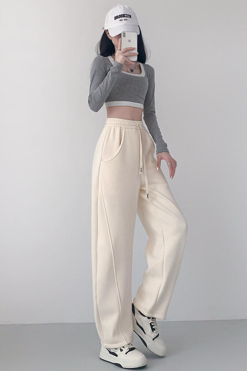 Relaxed Fit Wide-Leg Drawstring Pants