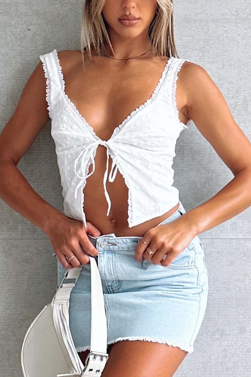 Lace Tie-Front Tank Top